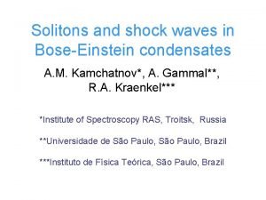 Solitons and shock waves in BoseEinstein condensates A
