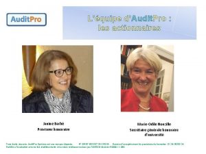 Lquipe dAudit Pro les actionnaires Janine Barb Proviseur