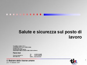 Salute e sicurezza sul posto di lavoro Sezione