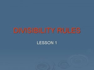 Divisibility rules handout