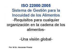 ISO 22000 2005 Sistema de Gestin para la