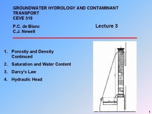 GROUNDWATER HYDROLOGY AND CONTAMINANT TRANSPORT CEVE 518 P