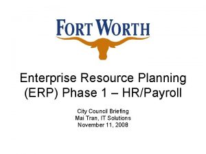 Enterprise Resource Planning ERP Phase 1 HRPayroll City