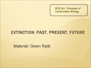 BCB 341 Principles of Conservation Biology EXTINCTION PAST