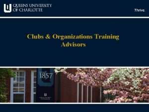 Thrive Clubs Organizations Training Advisors Thrive Outline of
