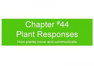 44 Chapter Plant Responses How plants move and