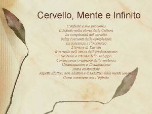 Cervello Mente e Infinito LInfinito come problema LInfinito