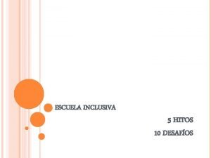 ESCUELA INCLUSIVA 5 HITOS 10 DESAFOS 5 HITOS