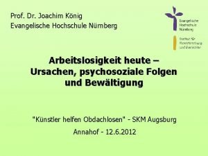 Prof Dr Joachim Knig Evangelische Hochschule Nrnberg Arbeitslosigkeit