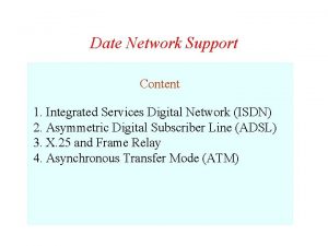 Date Network Support Content 1 Integrated Services Digital