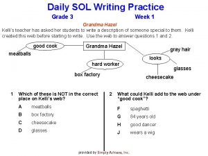 Daily SOL Writing Practice Grade 3 Week 1