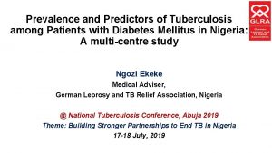 Prevalence and Predictors of Tuberculosis among Patients with