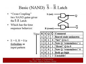 Basic NAND S R Latch CrossCoupling two NAND