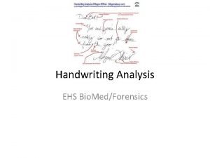 Handwriting Analysis EHS Bio MedForensics Video links http