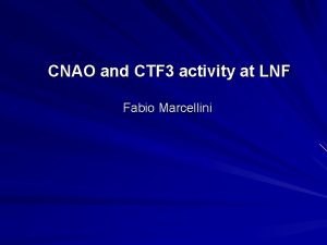 CNAO and CTF 3 activity at LNF Fabio