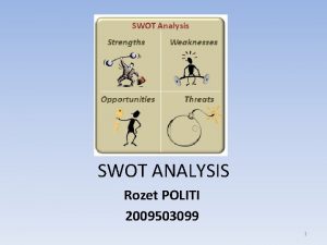 SWOT ANALYSIS Rozet POLITI 2009503099 1 Contents What