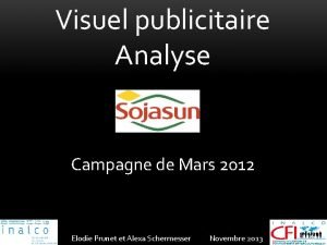 Visuel publicitaire Analyse Campagne de Mars 2012 Elodie