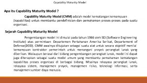 Capability Maturity Model Apa itu Capability Maturity Model Capability Maturity Model Apa itu Capability Maturity Model