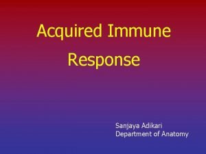 Acquired Immune Response Sanjaya Adikari Department of Anatomy