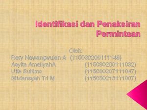 Identifikasi dan Penaksiran Permintaan Oleh Rery Nawangwulan A