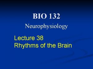 BIO 132 Neurophysiology Lecture 38 Rhythms of the