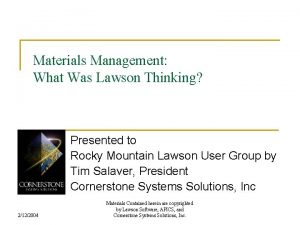 Lawson materials management