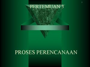 1 PERTEMUAN 3 PROSES PERENCANAAN Definisi Perencanaan adalah