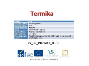 Termika Ronk Vzdlvac oblast Vzdlvac obor Tematick okruh