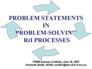 PROBLEM STATEMENTS IN PROBLEMSOLVING Rt I PROCESSES FSSM