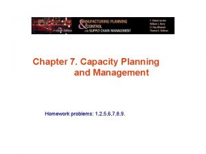 Rough cut capacity planning