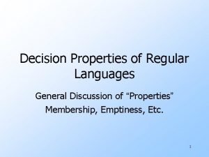 Decision properties of regular languages