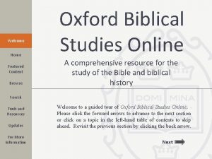 Welcome Home Featured Content Browse Oxford Biblical Studies