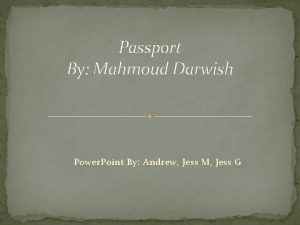 The passport mahmoud darwish