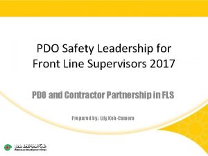 PDO Safety Leadership for Front Line Supervisors 2017