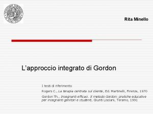 Rita Minello Lapproccio integrato di Gordon I testi