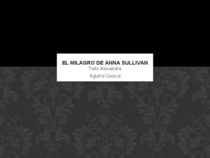EL MILAGRO DE ANNA SULLIVAN Tello Alexandra Aguirre