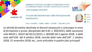 AMBIENTE DI SUPPORTO ALLANNO DI FORMAZIONE E PROVA