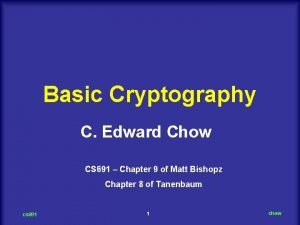 Basic Cryptography C Edward Chow CS 691 Chapter