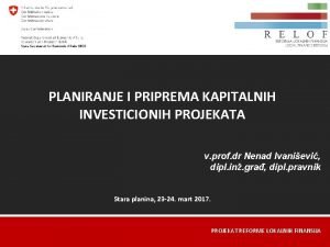 PLANIRANJE I PRIPREMA KAPITALNIH INVESTICIONIH PROJEKATA v prof