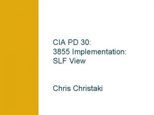 CIA PD 30 3855 Implementation SLF View Christaki