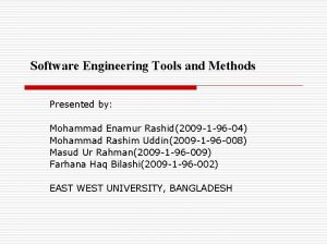 Software engineering tools and methods
