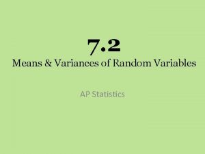 Rules for means and variances