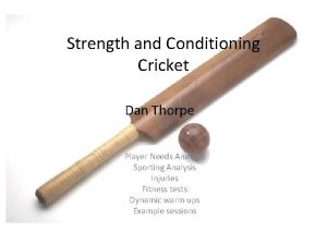 Strength and Conditioning Cricket Dan Thorpe Player Needs