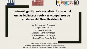 La investigacin sobre anlisis documental en las bibliotecas