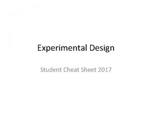 Experimental design cheat sheet