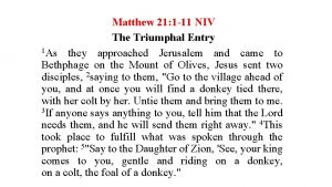 Triumphal entry matthew 21 1-11
