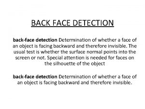 Back face detection Back face detection