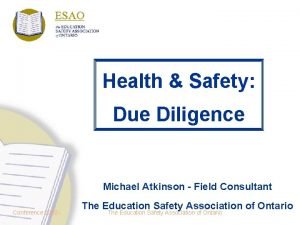 Health and safety due diligence checklist