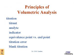 Principles of volumetric analysis