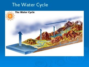 The Water Cycle The Water Cycle THE SUN